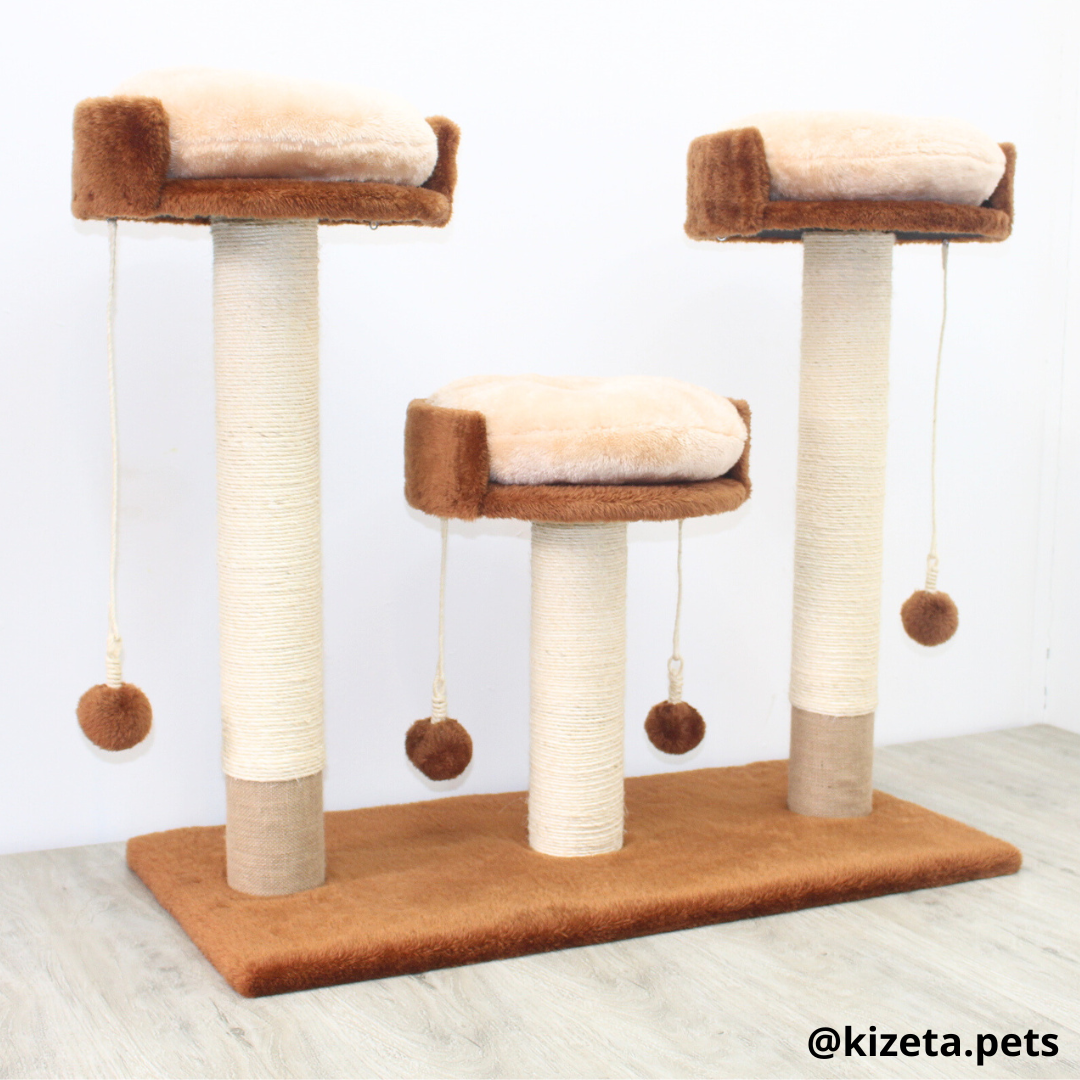 RASCADOR GYM PARA GATO MODELO MILÁN 3 CAMAS + 3 TORRES (90x45x82CM)