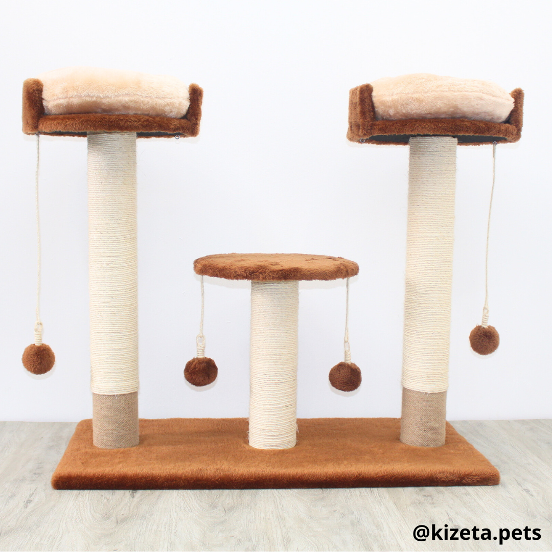 RASCADOR GYM PARA GATO MODELO ROMA 2 CAMAS + PLATAFORMA + 3 TORRES (90x45x80CM)