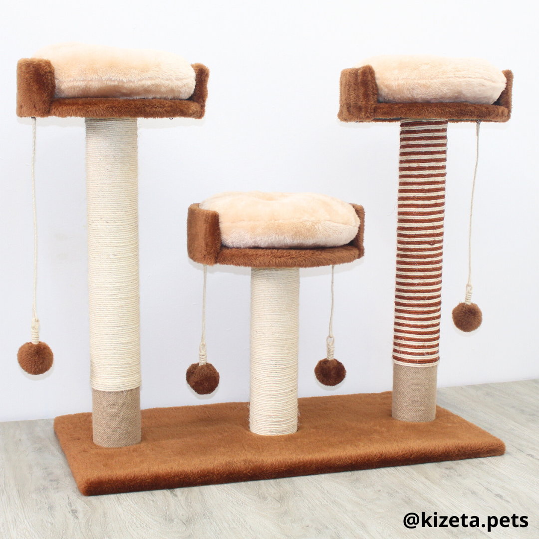 RASCADOR GYM PARA GATO MODELO MILÁN 3 CAMAS + 3 TORRES (90x45x82CM)