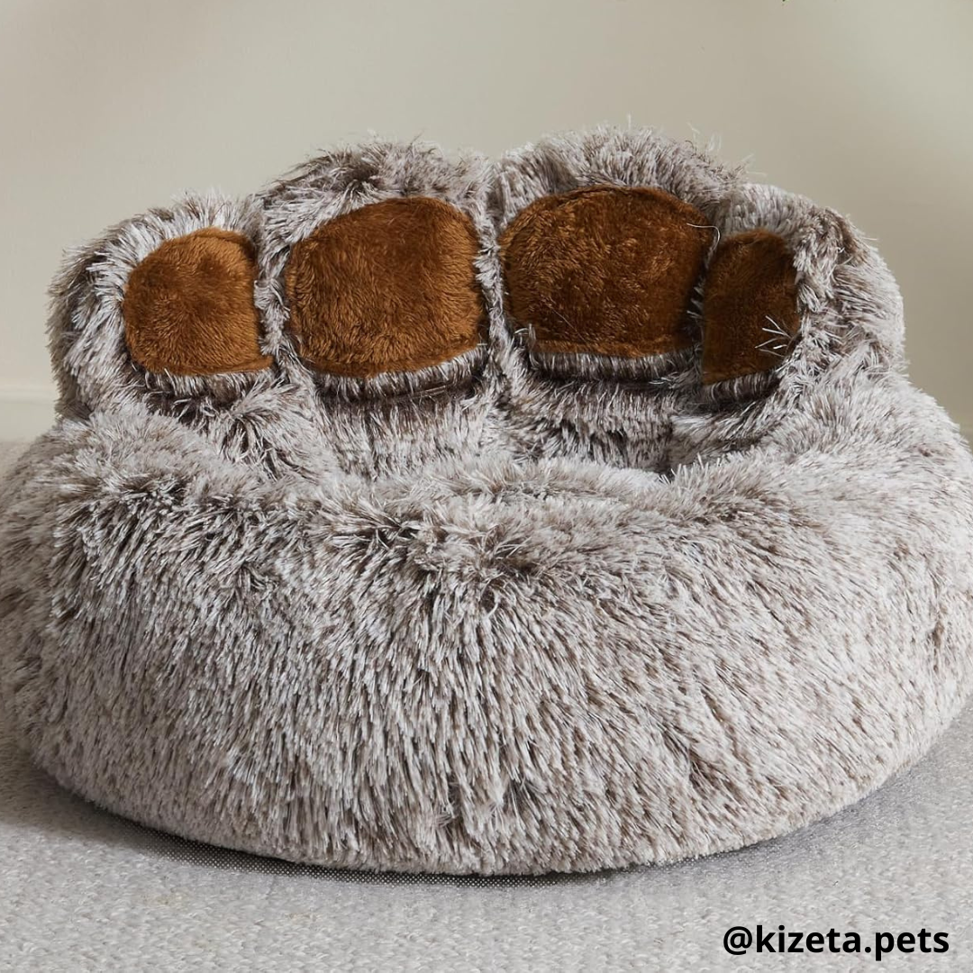 CAMA ANTIANSIEDAD HUELLA DE OSO PARA PERROS (S 70 CM DE DIÁMETRO)