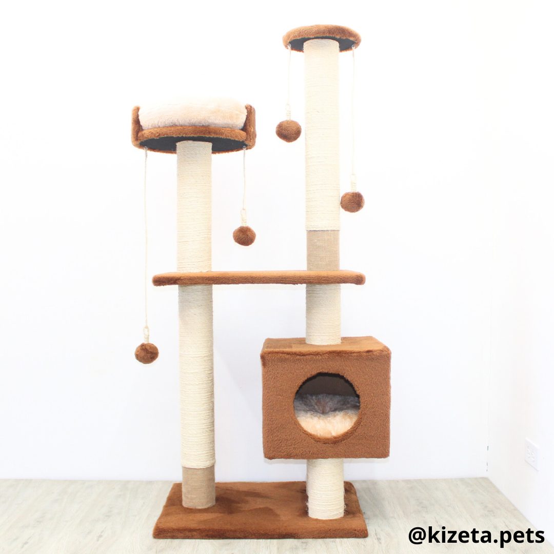 RASCADOR GYM PARA GATO MODELO VENECIA EXTRAGRANDE 2 CAMAS + 6 TORRES (60x45x146CM)