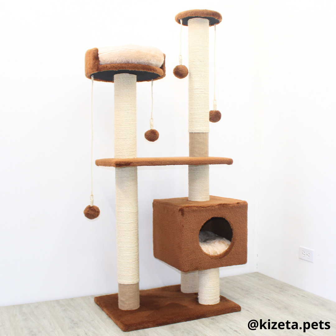 RASCADOR GYM PARA GATO MODELO VENECIA EXTRAGRANDE 2 CAMAS + 6 TORRES (60x45x146CM)