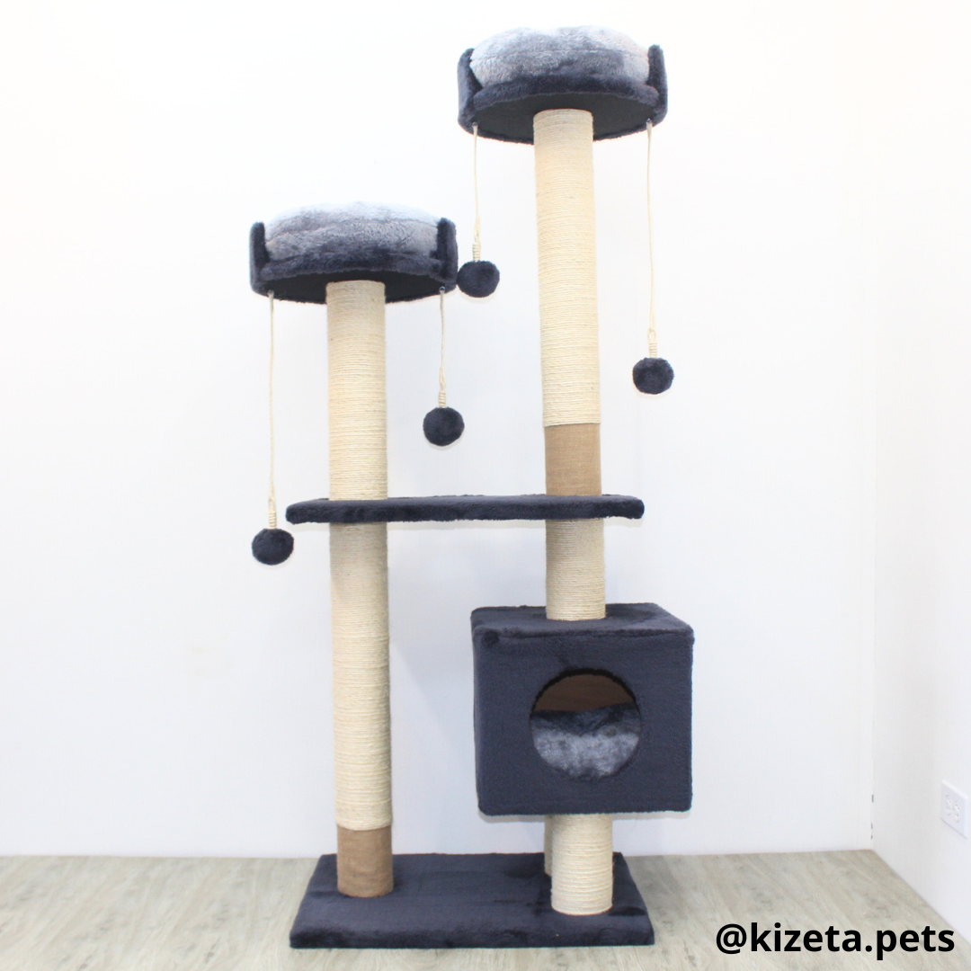 RASCADOR GYM PARA GATO MODELO MÓNACO EXTRAGRANDE 3 CAMAS + 6 TORRES COLOR GRAFITO (60x45x156CM)