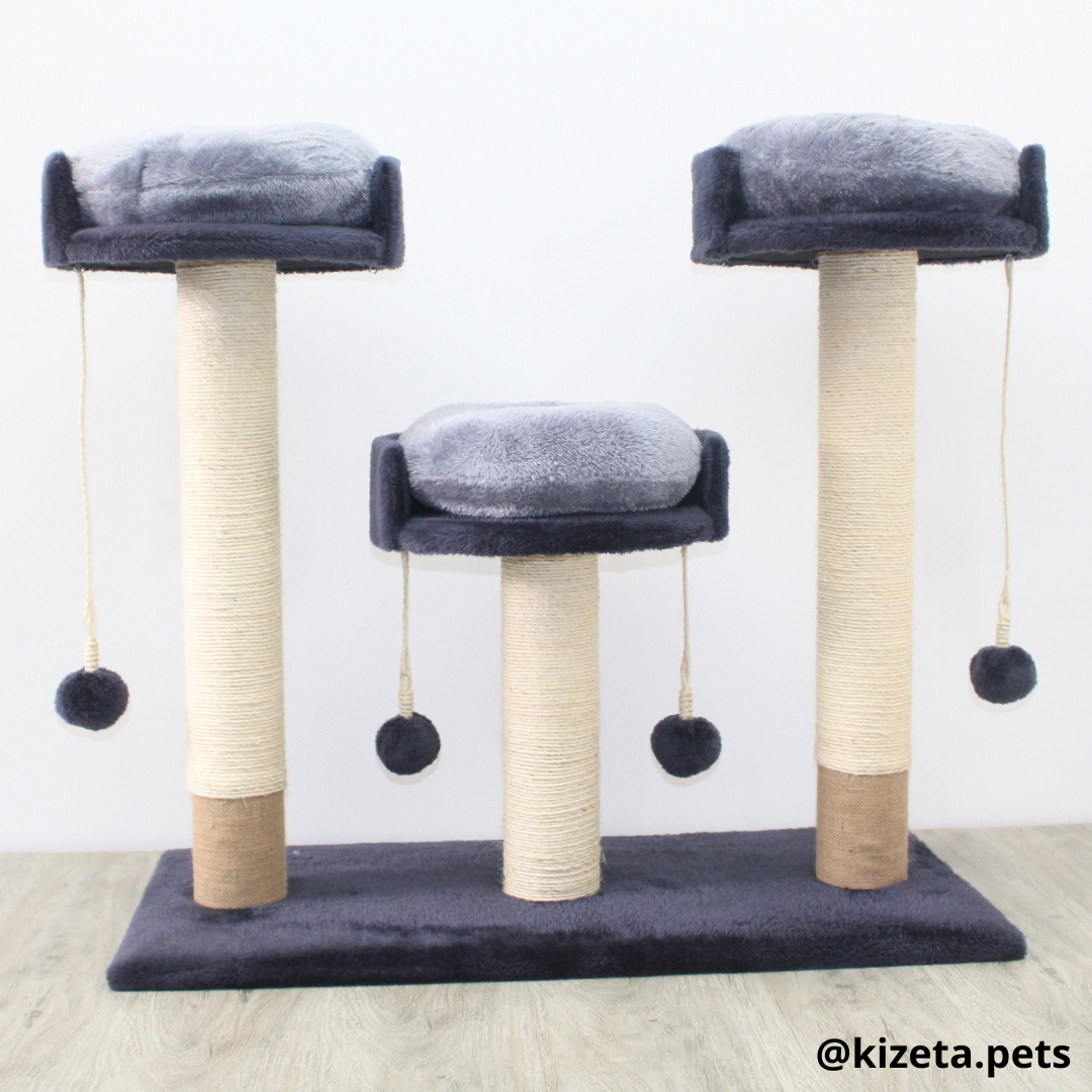 RASCADOR GYM PARA GATO MODELO MILÁN 3 CAMAS + 3 TORRES (90x45x82CM)