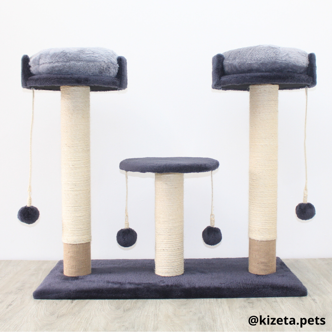 RASCADOR GYM PARA GATO MODELO ROMA 2 CAMAS + PLATAFORMA + 3 TORRES (90x45x80CM)