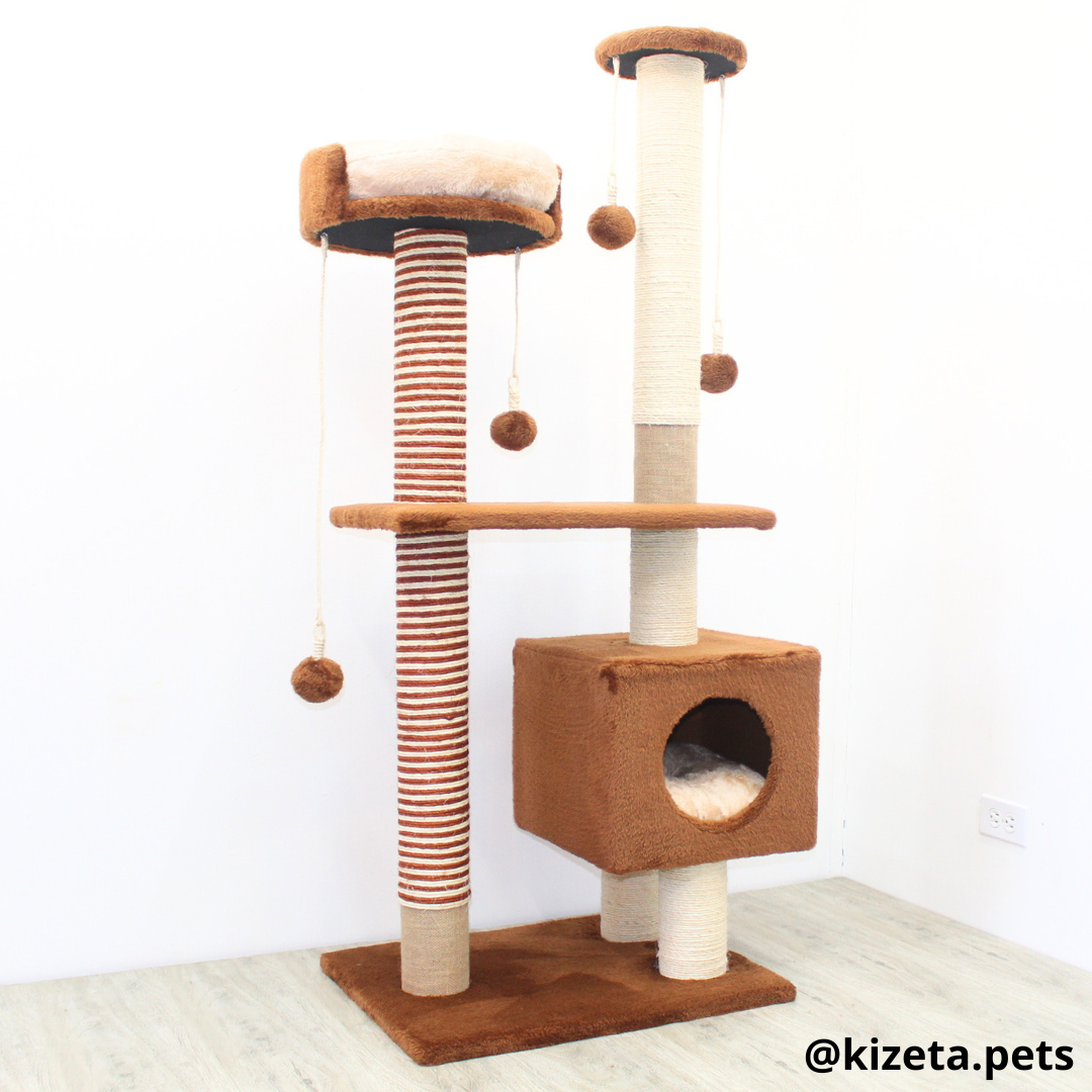 RASCADOR GYM PARA GATO MODELO VENECIA EXTRAGRANDE 2 CAMAS + 6 TORRES (60x45x146CM)