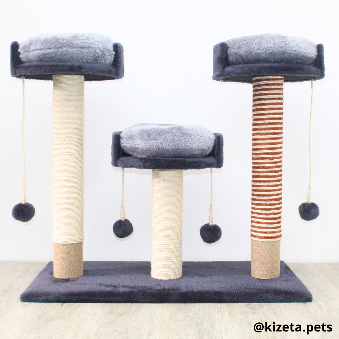 RASCADOR GYM PARA GATO MODELO MILÁN 3 CAMAS + 3 TORRES (90x45x82CM)