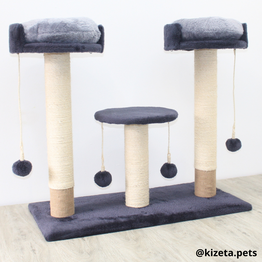 RASCADOR GYM PARA GATO MODELO ROMA 2 CAMAS + PLATAFORMA + 3 TORRES (90x45x80CM)