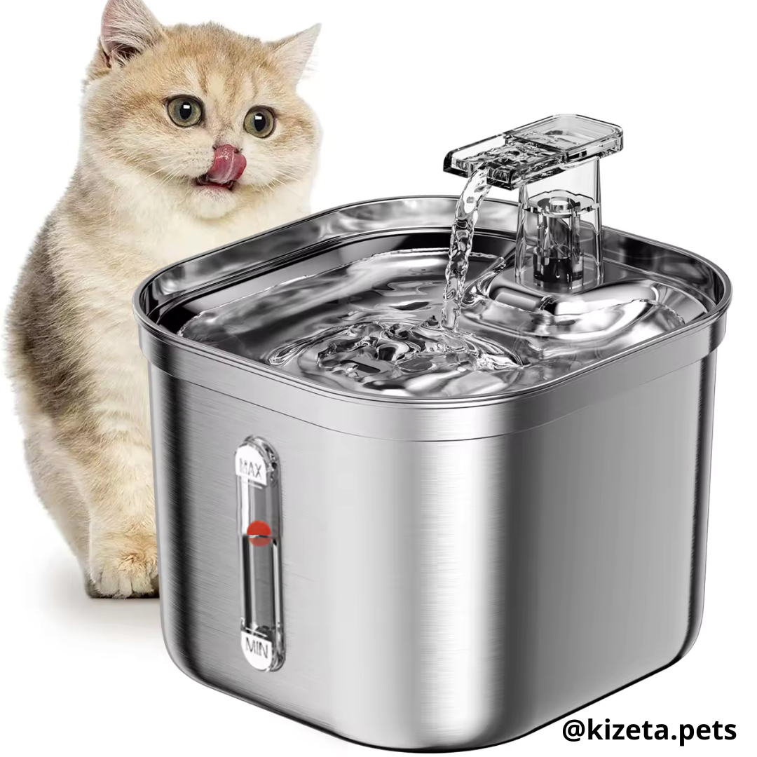 FUENTE DE AGUA DE ACERO INOXIDABLE CON SENSOR DE MOVIMIENTO DE 2,2L PARA GATOS Y PERROS