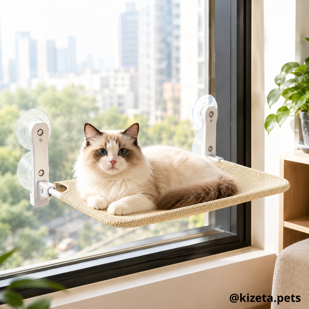HAMACA DE VENTANA PARA GATOS MODELO CUADRANGULAR (60X30CM)