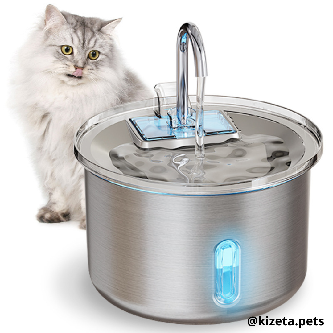 FUENTE DE AGUA DE ACERO INOXIDABLE CIRCULAR DE 2L PARA GATOS Y PERROS