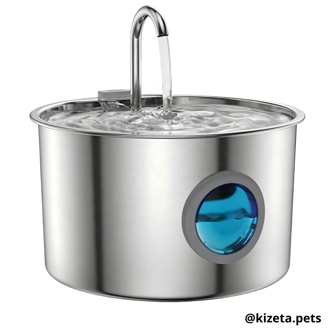 FUENTE DE AGUA DE ACERO INOXIDABLE CIRCULAR DE 3.2L PARA GATOS Y PERROS