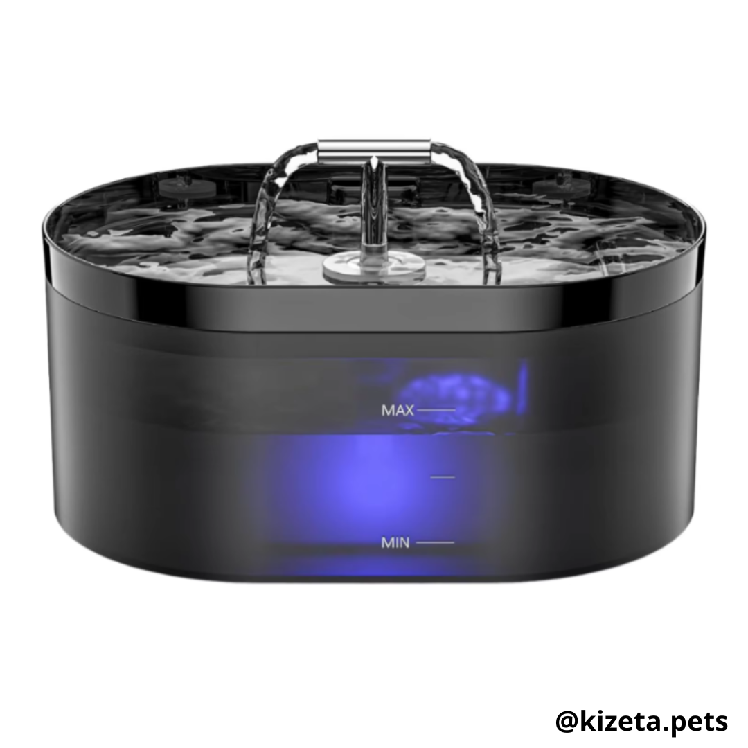 FUENTE DE AGUA SENCILLA OVALADA NEGRA DE 2.2L PARA GATOS Y PERROS