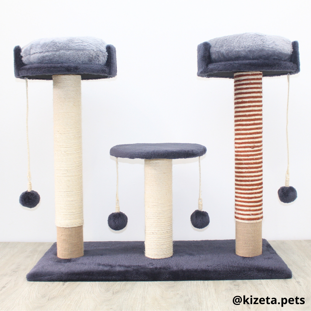 RASCADOR GYM PARA GATO MODELO ROMA 2 CAMAS + PLATAFORMA + 3 TORRES (90x45x80CM)