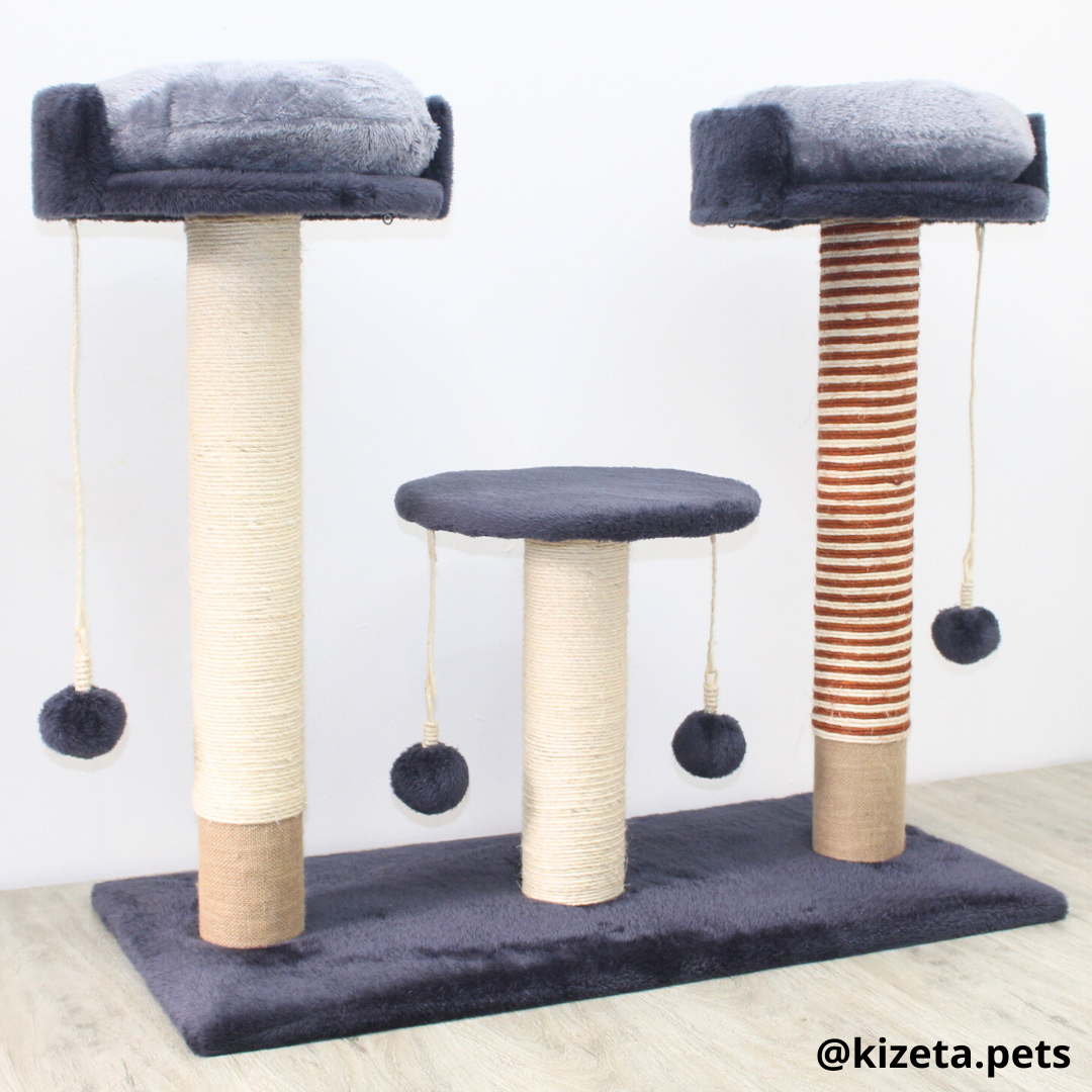 RASCADOR GYM PARA GATO MODELO ROMA 2 CAMAS + PLATAFORMA + 3 TORRES (90x45x80CM)