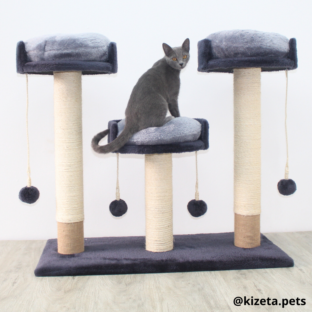 RASCADOR GYM PARA GATO MODELO MILÁN 3 CAMAS + 3 TORRES (90x45x82CM)