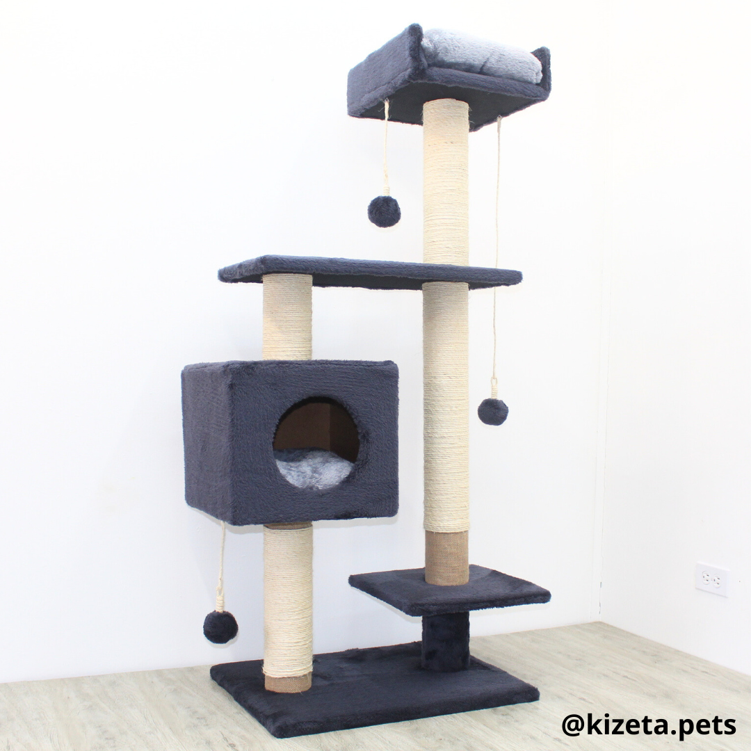 RASCADOR GYM PARA GATO MODELO CHICAGO 2DA GENERACIÓN 2 CAMAS + 5 TORRES (60x45x145CM)