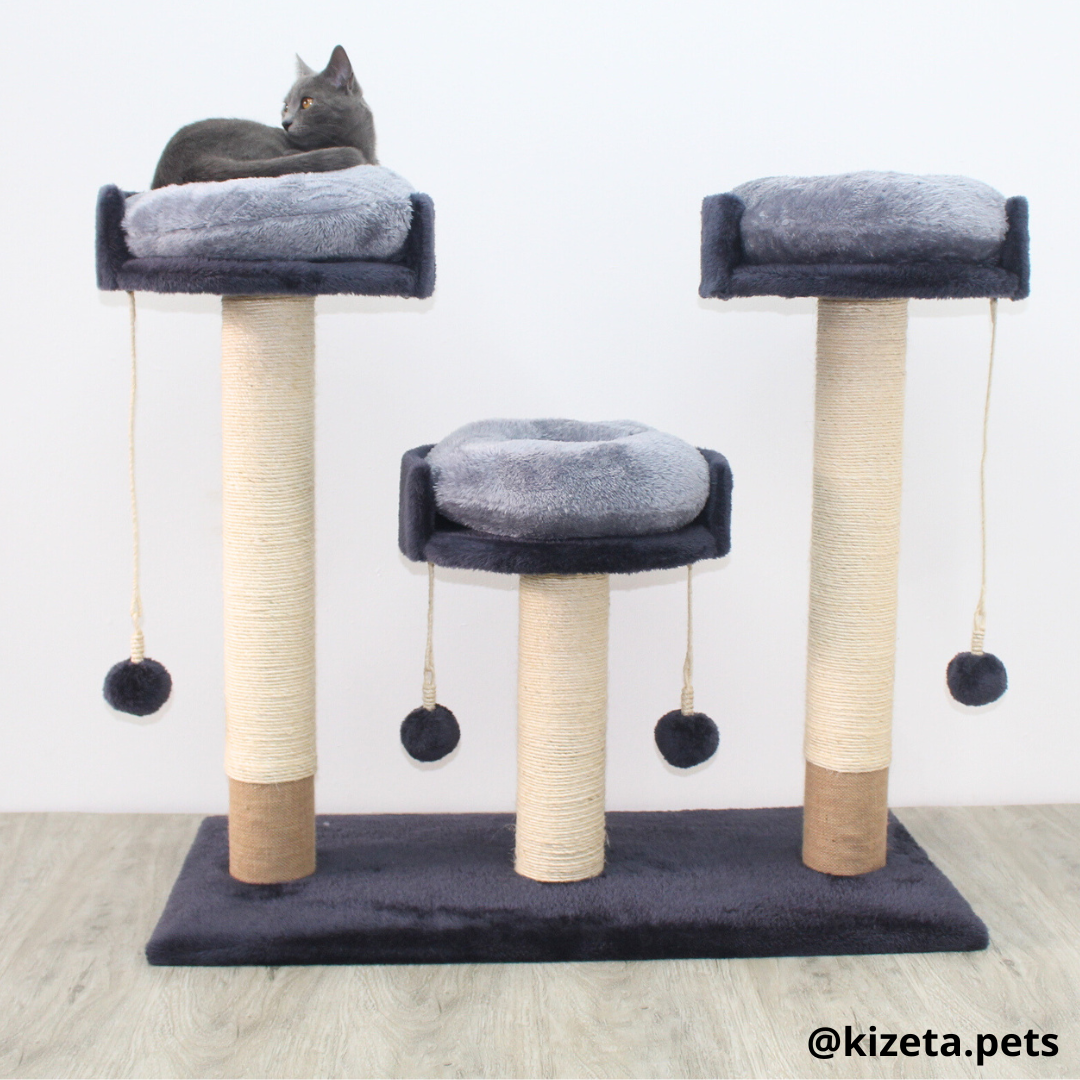 RASCADOR GYM PARA GATO MODELO MILÁN 3 CAMAS + 3 TORRES (90x45x82CM)