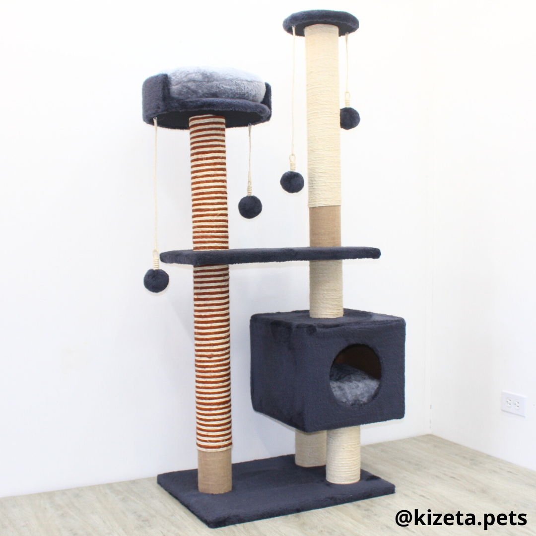 RASCADOR GYM PARA GATO MODELO VENECIA EXTRAGRANDE 2 CAMAS + 6 TORRES (60x45x146CM)