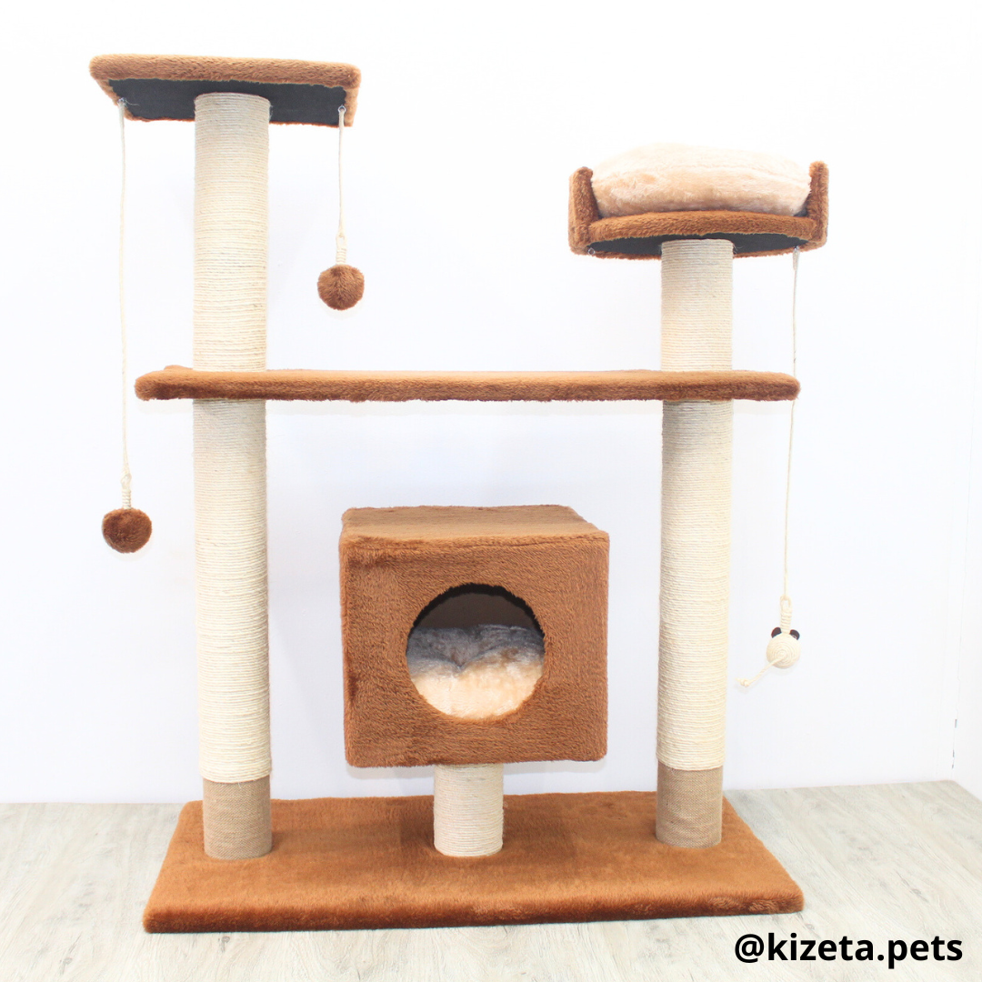 RASCADOR GYM PARA GATO MODELO PRAGA EXTRAGRANDE 2 CAMAS + 5 TORRES (90x45x116CM)