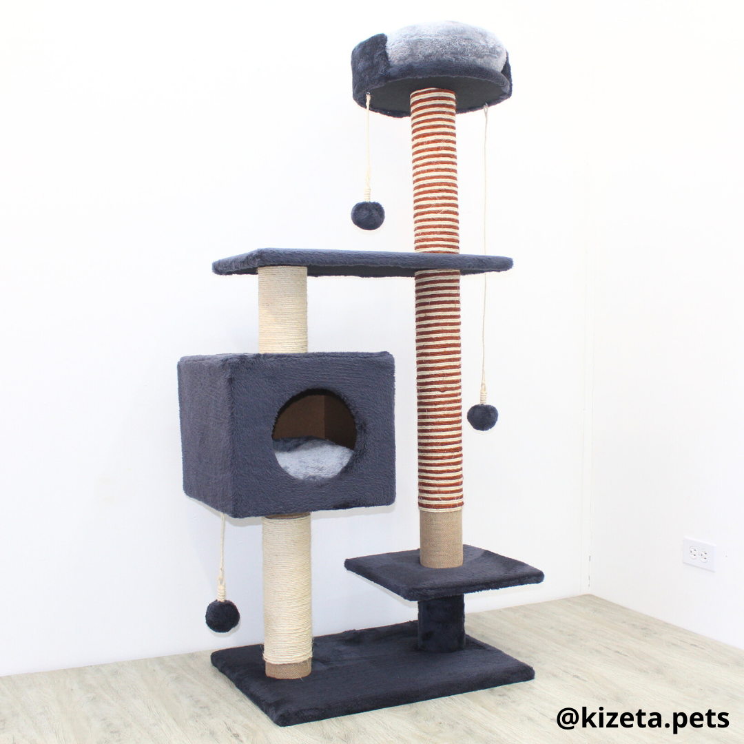 RASCADOR GYM PARA GATO MODELO CHICAGO 2DA GENERACIÓN 2 CAMAS + 5 TORRES (60x45x145CM)