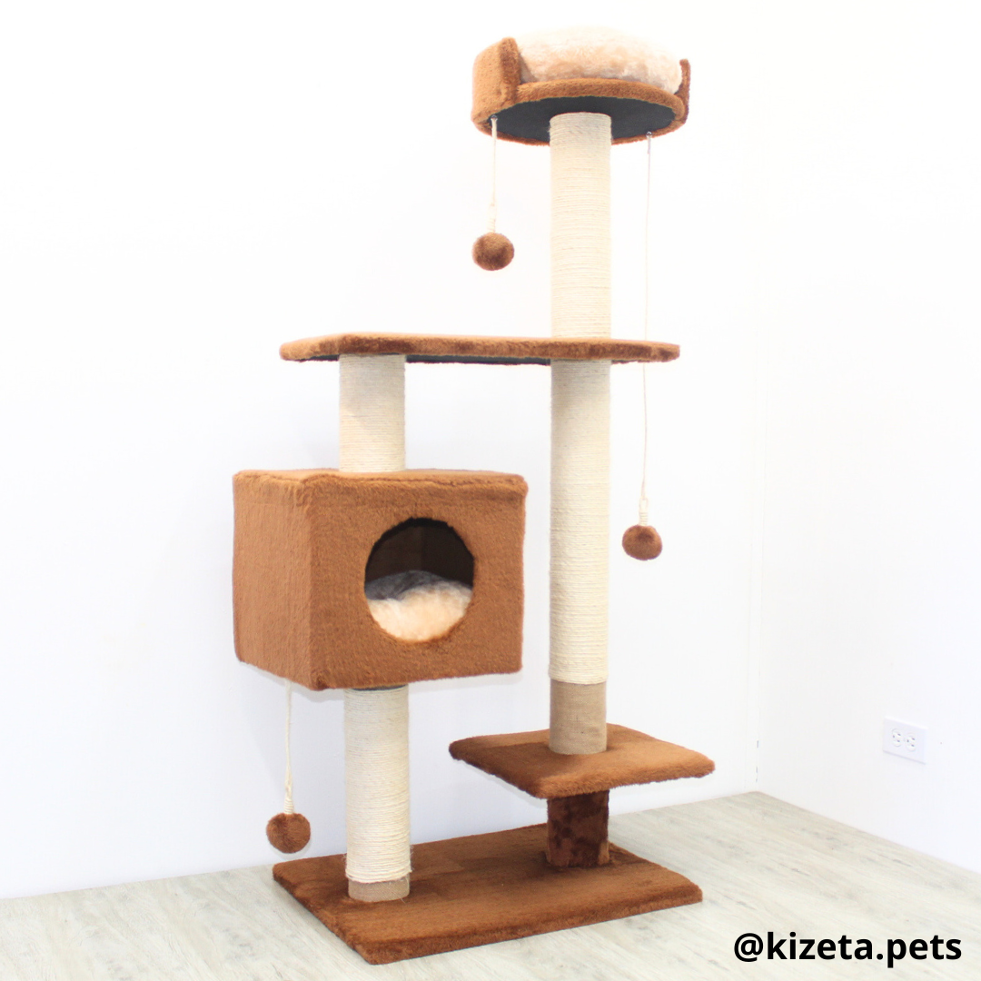 RASCADOR GYM PARA GATO MODELO CHICAGO 2DA GENERACIÓN 2 CAMAS + 5 TORRES (60x45x145CM)