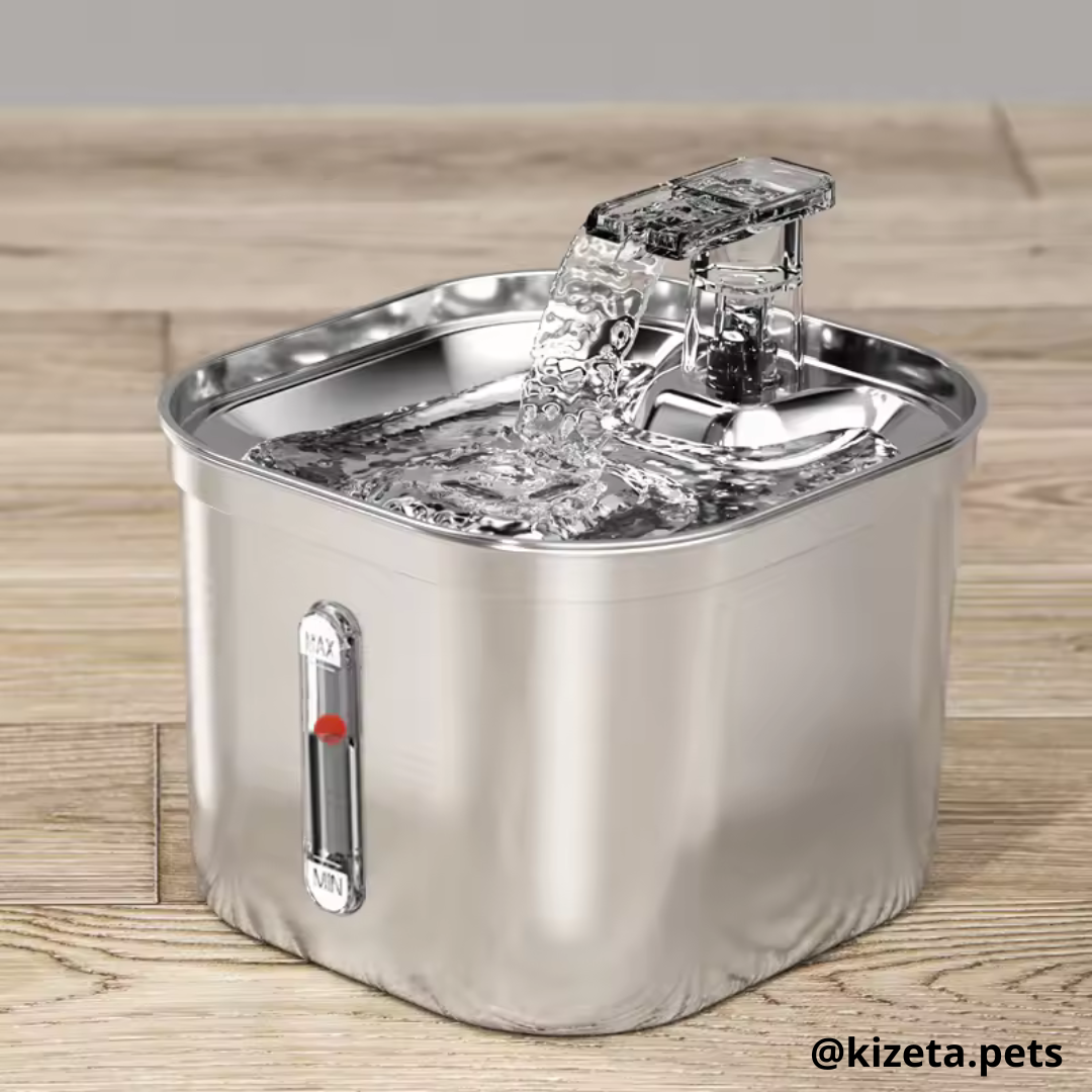 FUENTE DE AGUA DE ACERO INOXIDABLE CON SENSOR DE MOVIMIENTO DE 2,2L PARA GATOS Y PERROS