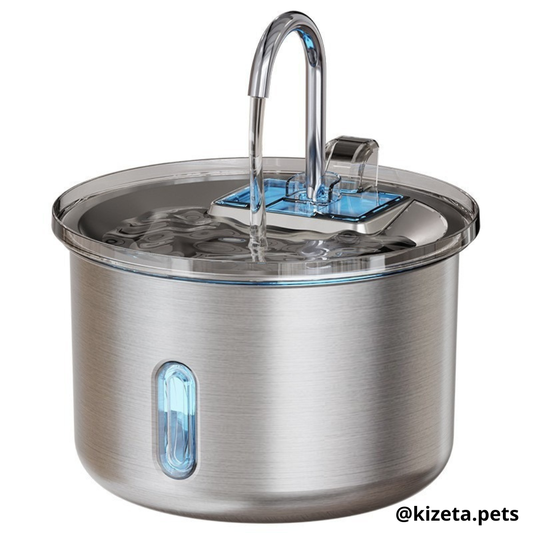 FUENTE DE AGUA DE ACERO INOXIDABLE CIRCULAR DE 2L PARA GATOS Y PERROS
