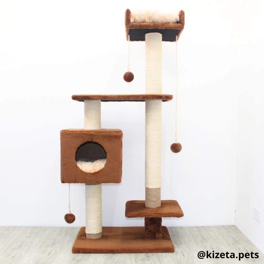 RASCADOR GYM PARA GATO MODELO CHICAGO 2DA GENERACIÓN 2 CAMAS + 5 TORRES (60x45x145CM)