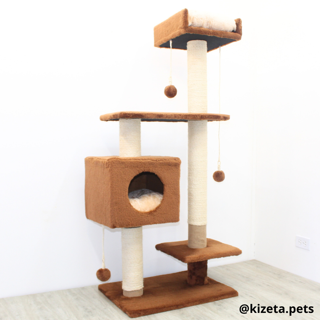 RASCADOR GYM PARA GATO MODELO CHICAGO 2DA GENERACIÓN 2 CAMAS + 5 TORRES (60x45x145CM)