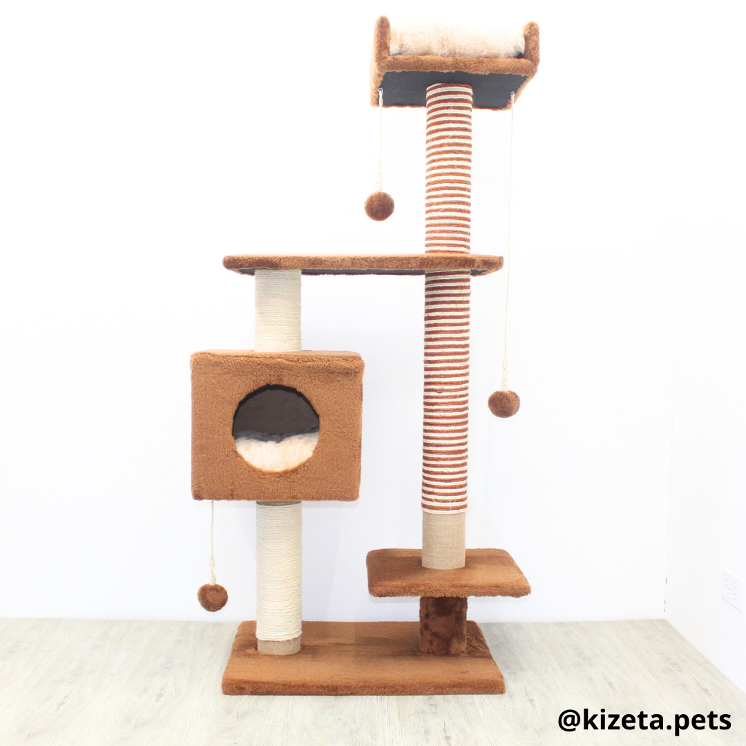RASCADOR GYM PARA GATO MODELO CHICAGO 2DA GENERACIÓN 2 CAMAS + 5 TORRES (60x45x145CM)