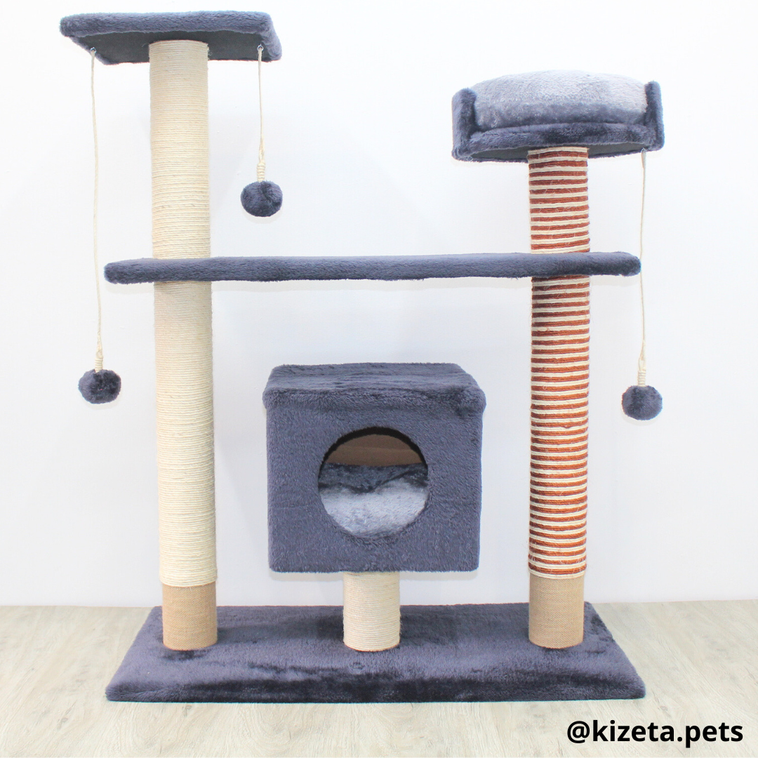 RASCADOR GYM PARA GATO MODELO PRAGA EXTRAGRANDE 2 CAMAS + 5 TORRES (90x45x116CM)