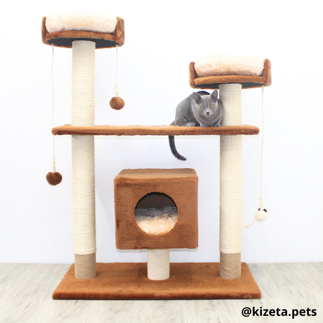 RASCADOR GYM PARA GATO MODELO PARÍS EXTRAGRANDE 3 CAMAS + 5 TORRES (90x45x126CM)