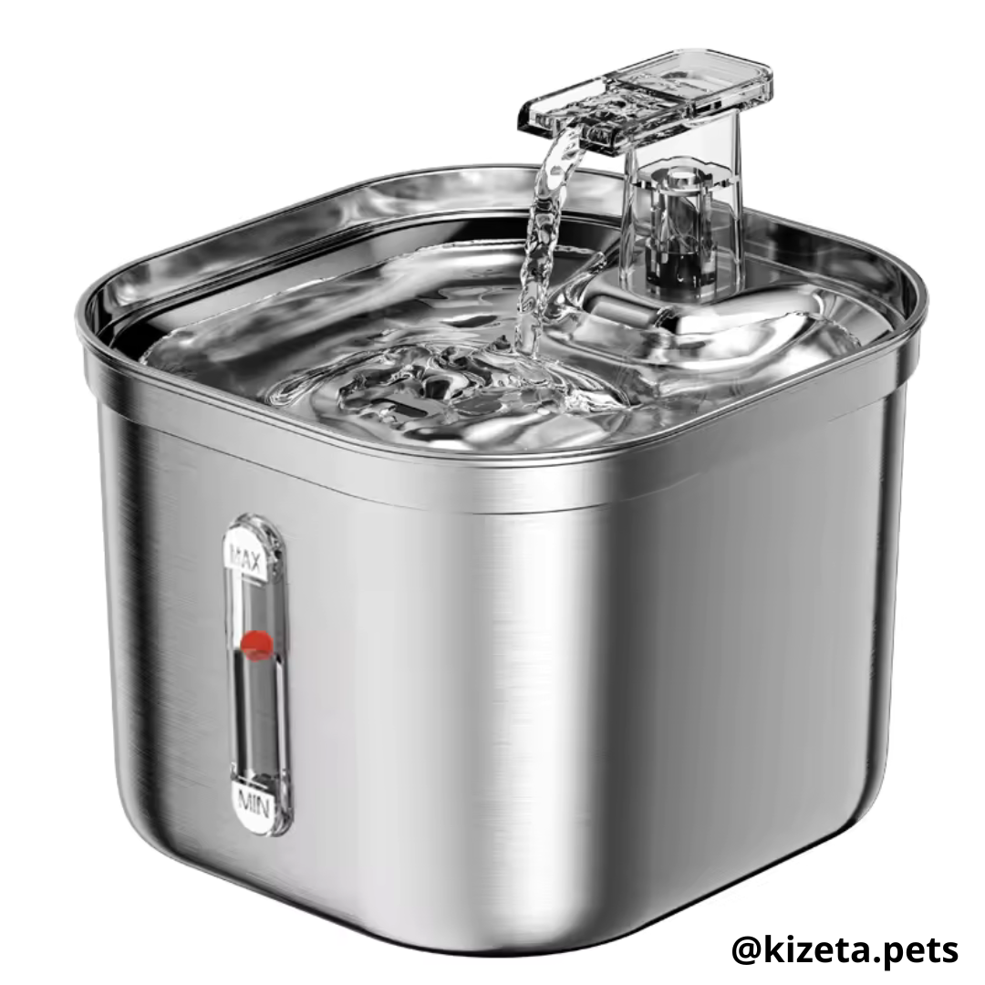 FUENTE DE AGUA DE ACERO INOXIDABLE CON SENSOR DE MOVIMIENTO DE 2,2L PARA GATOS Y PERROS