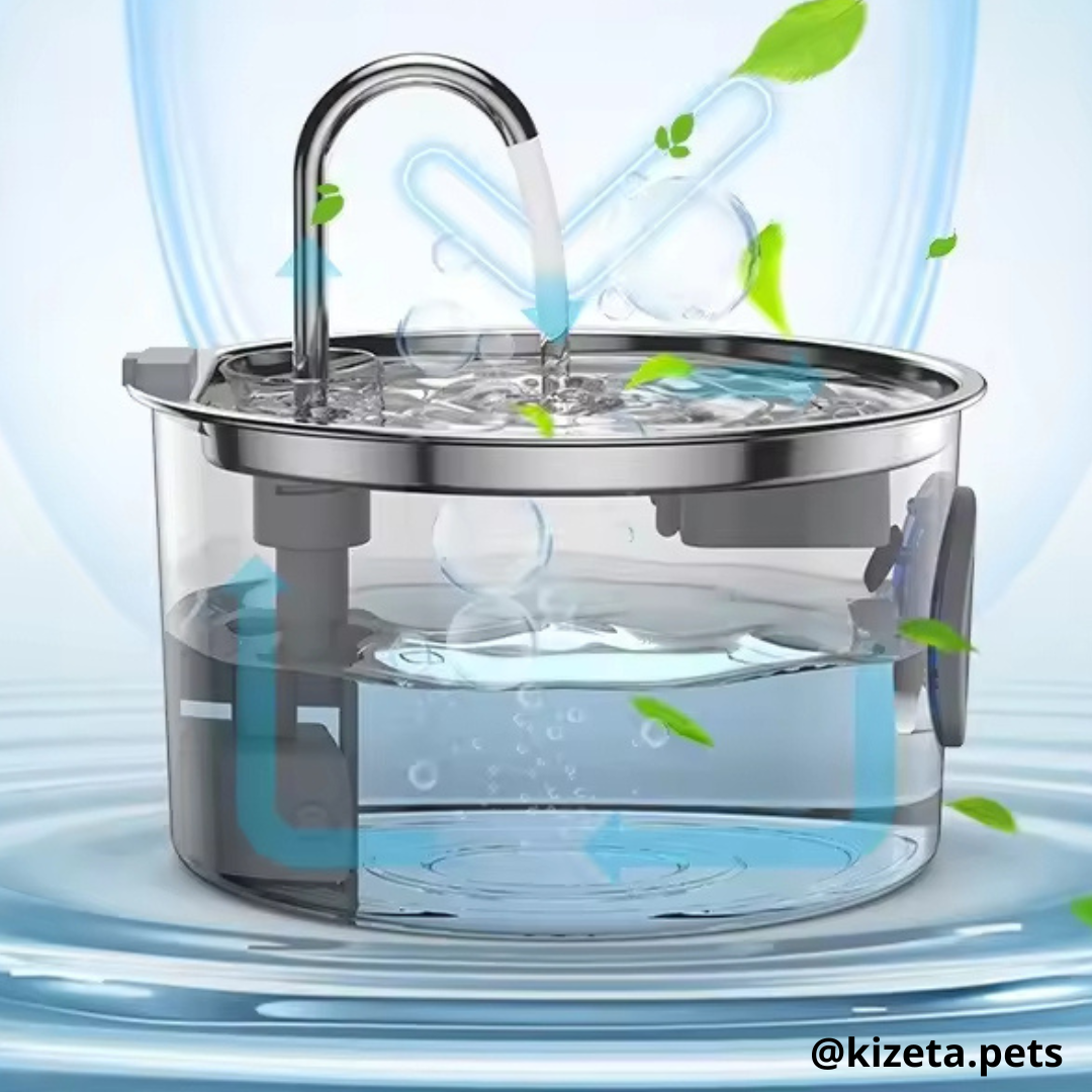 FUENTE DE AGUA DE ACERO INOXIDABLE CIRCULAR DE 3.2L PARA GATOS Y PERROS