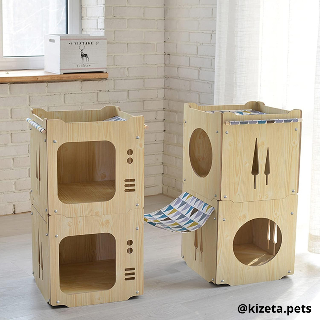 CUARTO + HAMACA ENTRADA CUADRADA PARA GATOS O CONEJOS (INCLUYE COJÍN)