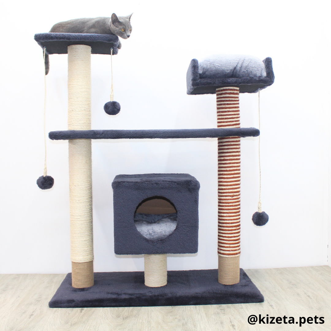 RASCADOR GYM PARA GATO MODELO PRAGA EXTRAGRANDE 2 CAMAS + 5 TORRES (90x45x116CM)