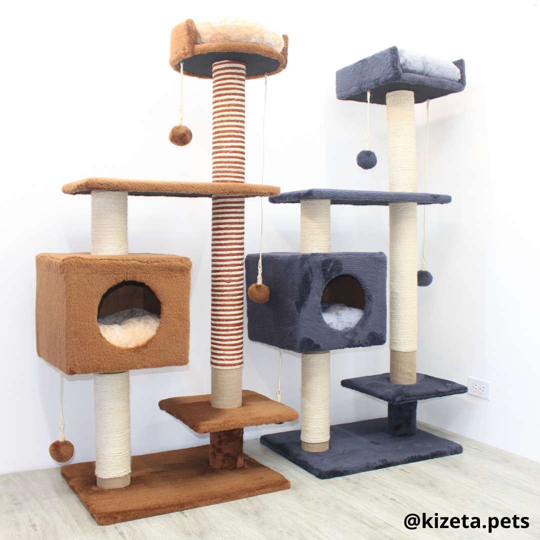 RASCADOR GYM PARA GATO MODELO CHICAGO 2DA GENERACIÓN 2 CAMAS + 5 TORRES (60x45x145CM)