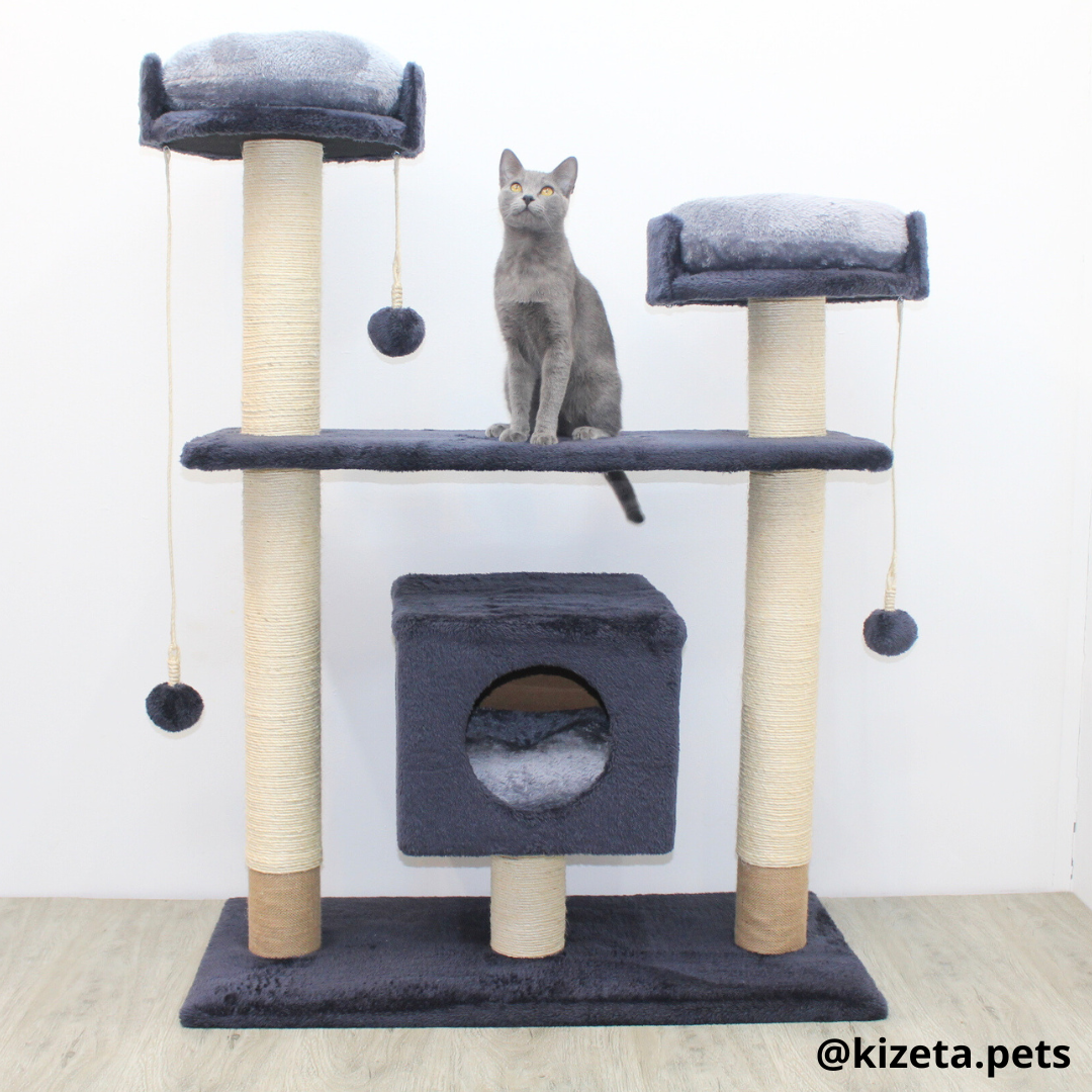 RASCADOR GYM PARA GATO MODELO PARÍS EXTRAGRANDE 3 CAMAS + 5 TORRES (90x45x126CM)