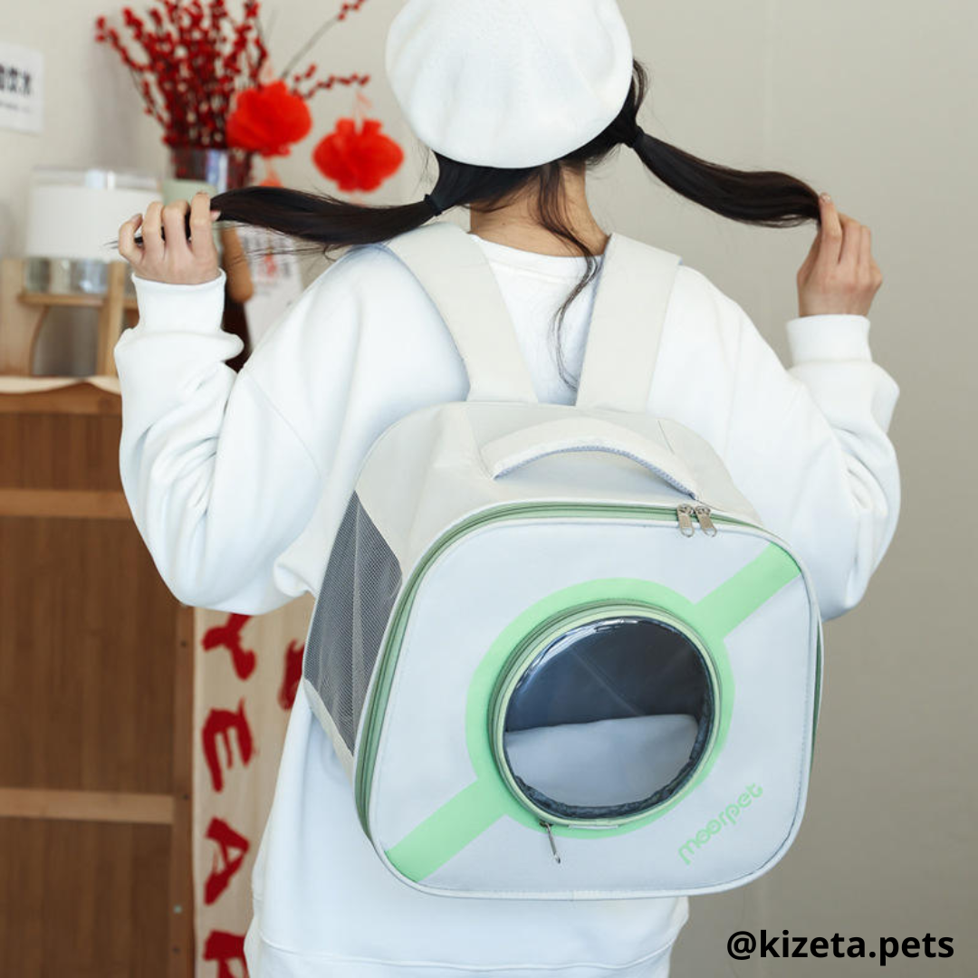 MOCHILA TRANSPORTADORA PETGO IMPERMEABLE PARA GATOS Y PERROS CON VENTANA CIRCULAR (40x23x36 CM)