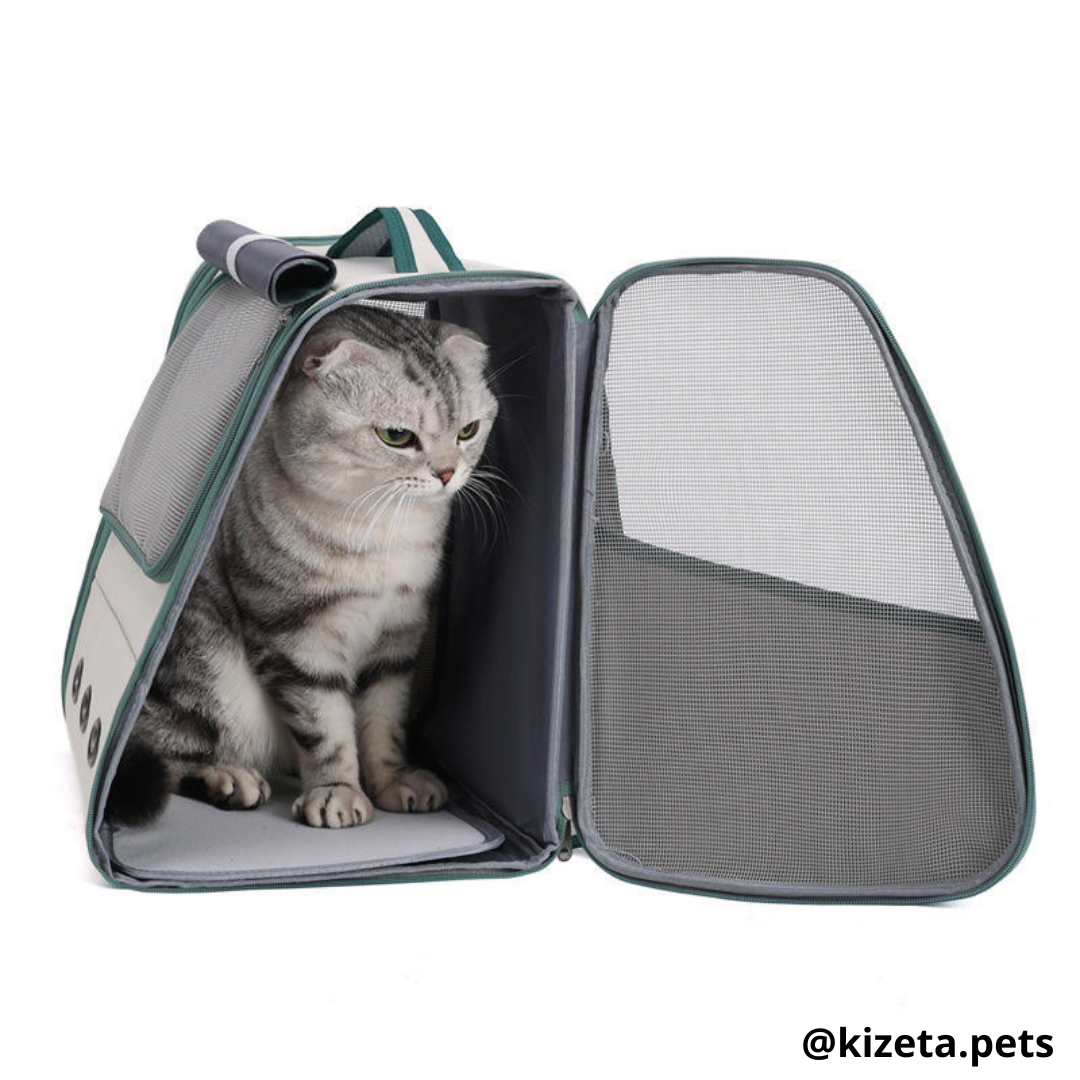 MOCHILA TRANSPORTADORA HELLO CAT PARA MASCOTAS (32x28x38 CM)