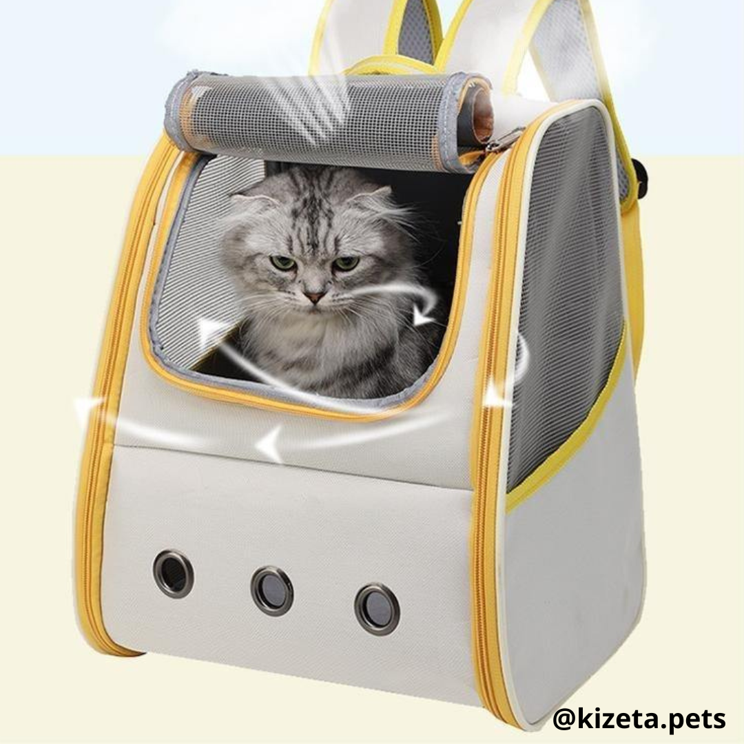MOCHILA TRANSPORTADORA HELLO CAT PARA MASCOTAS (32x28x38 CM)