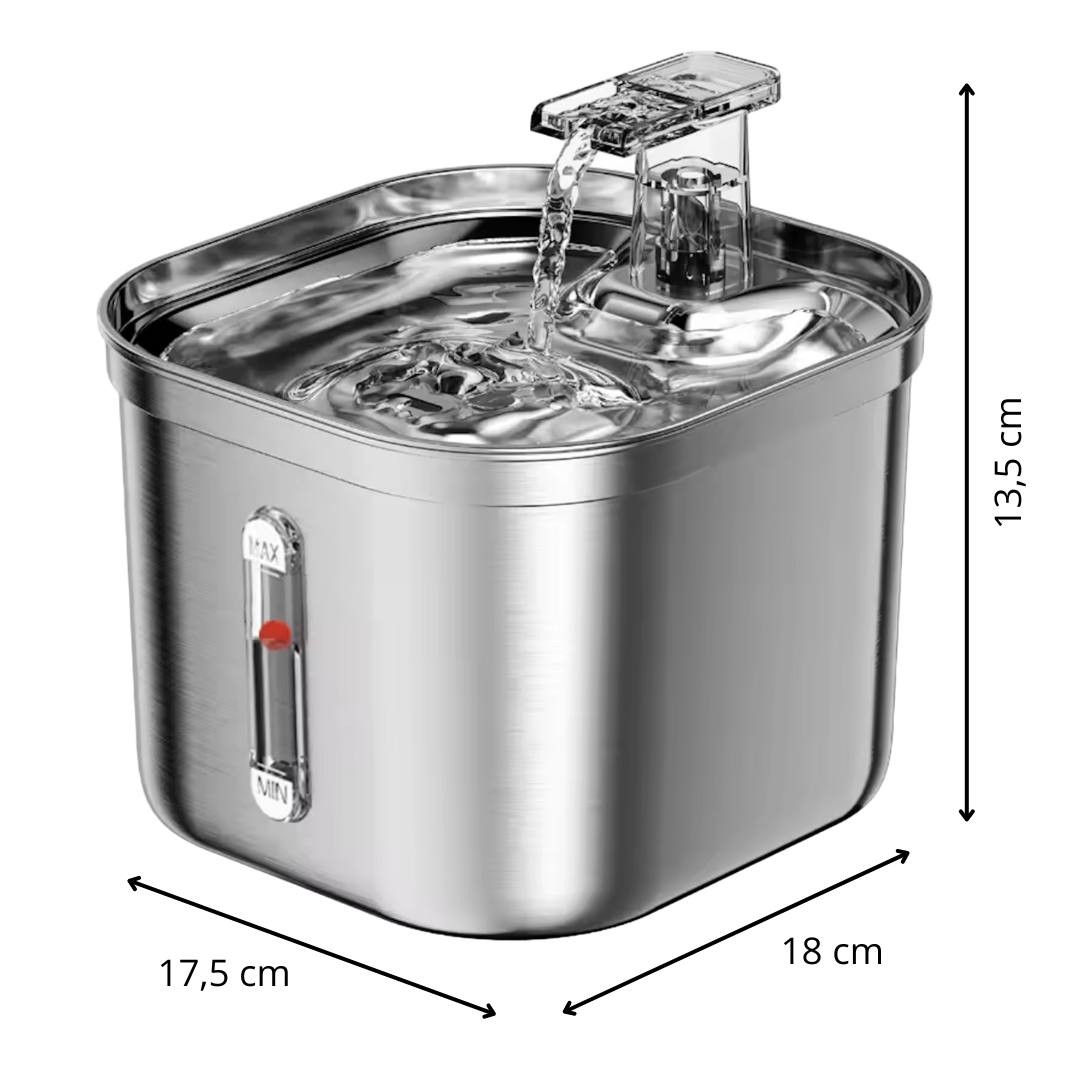 FUENTE DE AGUA DE ACERO INOXIDABLE CON SENSOR DE MOVIMIENTO DE 2,2L PARA GATOS Y PERROS