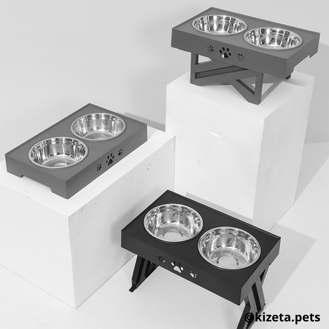 PLATOS ELEVADOS DE ACERO INOXIDABLE CON 3 REGULACIONES PARA MASCOTAS PEQUEÑAS, MEDIANAS Y GRANDES