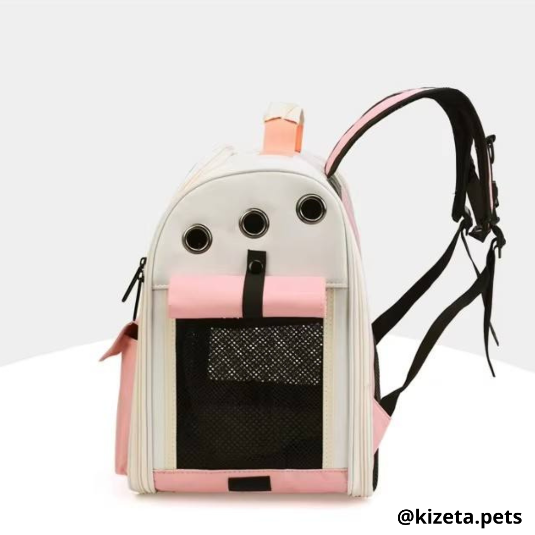 MOCHILA TRANSPORTADORA MISHI-GO PARA MASCOTAS CON VENTANA RECTANGULAR (36x25x38 CM)