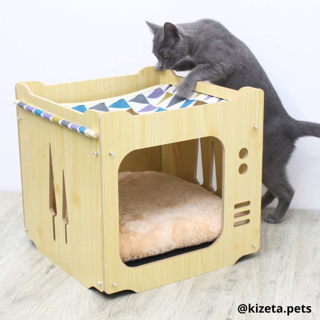 CUARTO + HAMACA ENTRADA CUADRADA PARA GATOS O CONEJOS (INCLUYE COJÍN)