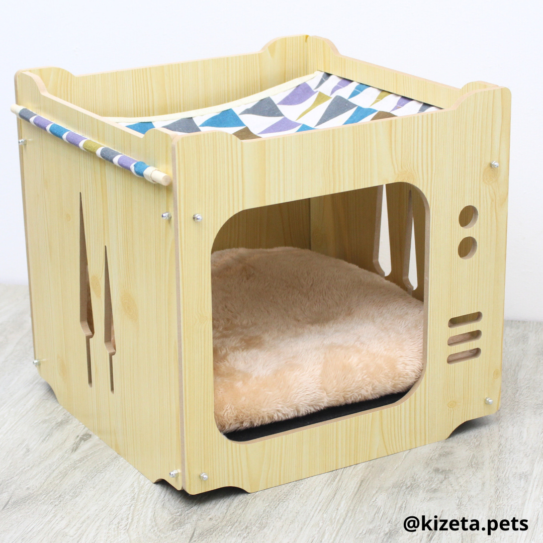 CUARTO + HAMACA ENTRADA CUADRADA PARA GATOS O CONEJOS (INCLUYE COJÍN)