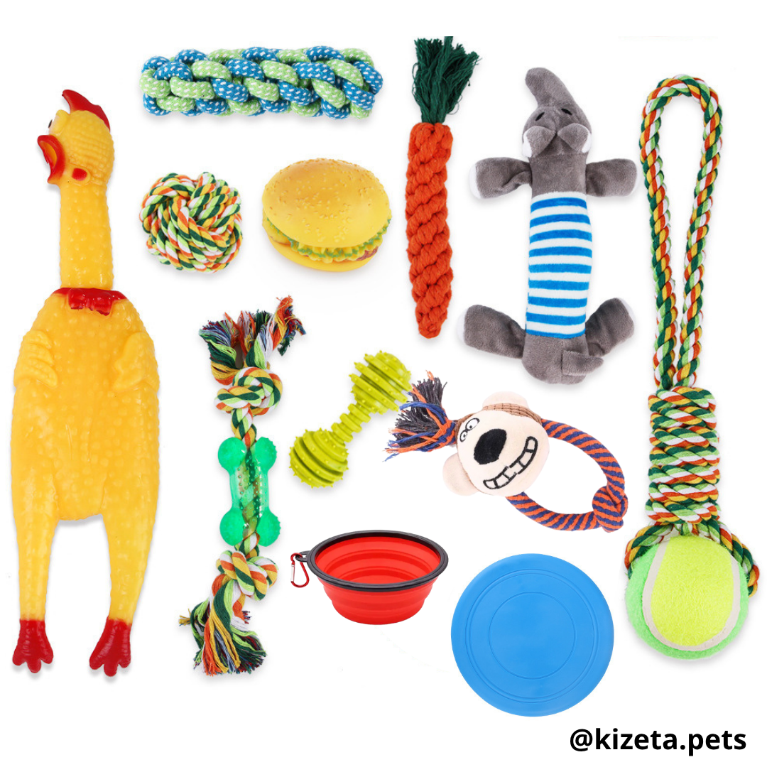 KIT DE 12 JUGUETES PARA PERRO