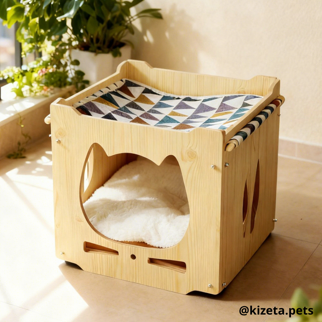 CUARTO + HAMACA ENTRADA GATITO PARA GATOS O CONEJOS (INCLUYE COJÍN)