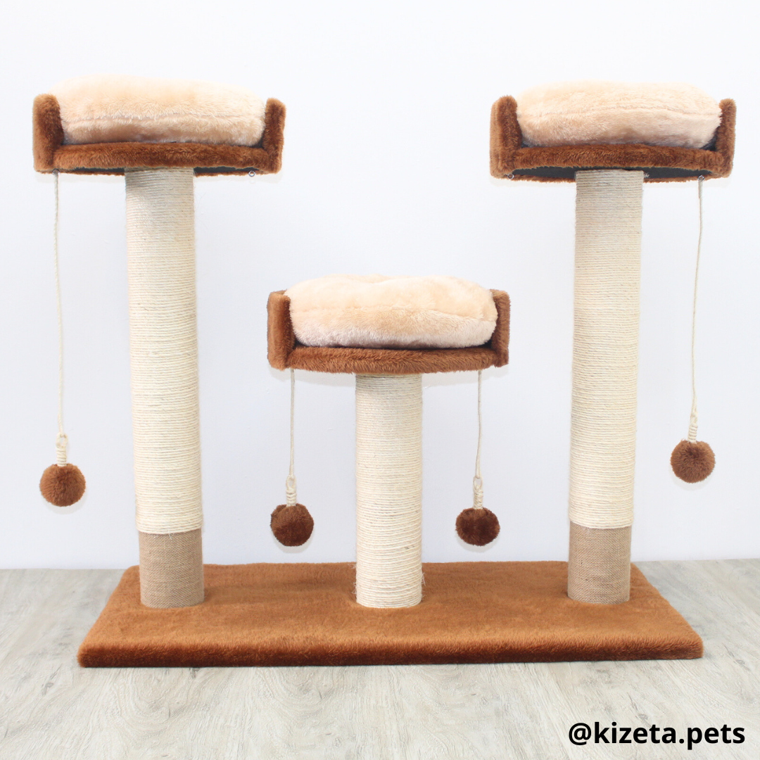 RASCADOR GYM PARA GATO MODELO MILÁN 3 CAMAS + 3 TORRES (90x45x82CM)